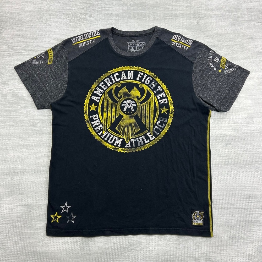 Vintage Y2K American Fighter Affliction Shirt Size XXL Black Cyber Grunge Punk